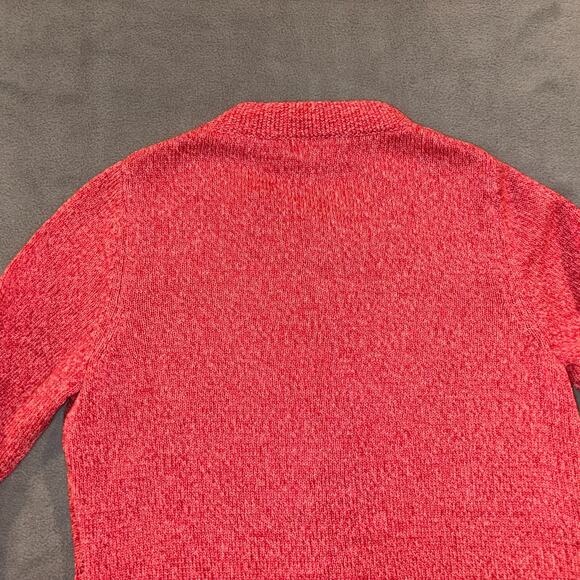 LL Bean Womens Red Pink Long Button Down Cardigan Diamond Knit 100% Cotton Small - Picture 11 of 14